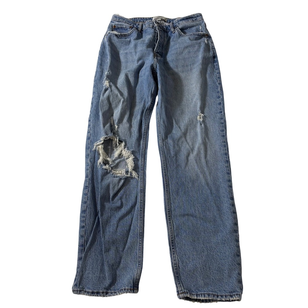 Abercrombie & Fitch The Dad High Rise Curve Love Distressed Jeans Blue 30/10R